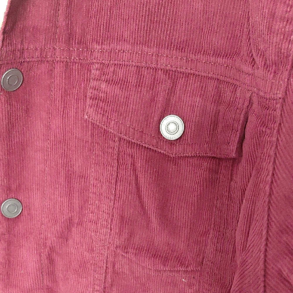 Forever 21 Men's Burgundy Corduroy Jacket with Cream Sherpa Collar - Picture 3 of 9